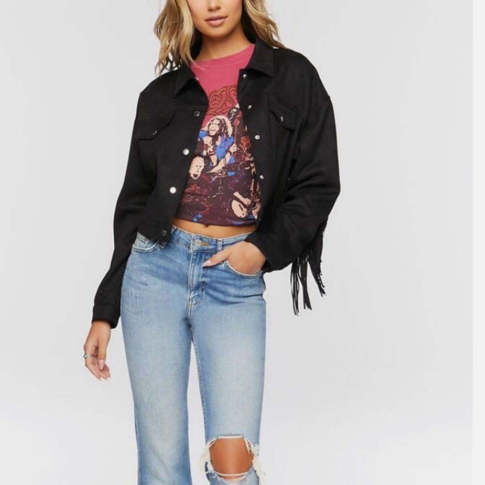 Faux Suede Fringe Jacket